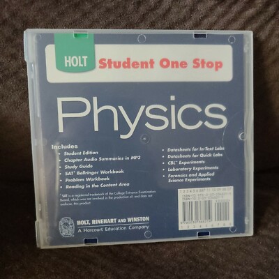HOLT Student One Stop Physics CD Rom