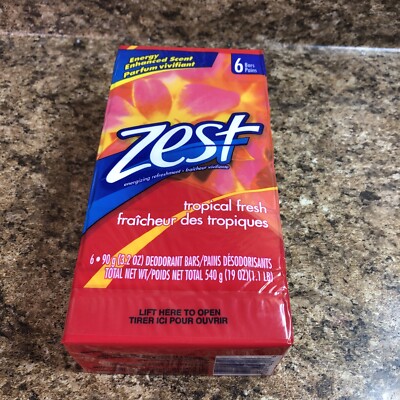 ZEST Tropical Fresh 6 Pack 3.2 Oz. Bar Soap-Discontinued Sealed