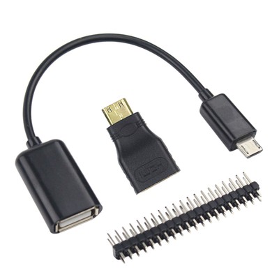 3 IN 1 Micro USB Cable + Header + HDMI to HDMI Adapter For Raspberry Pi Zero W