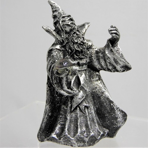 Miniature Standing Wizard with Crystal Ball Resin Fantasy Magic