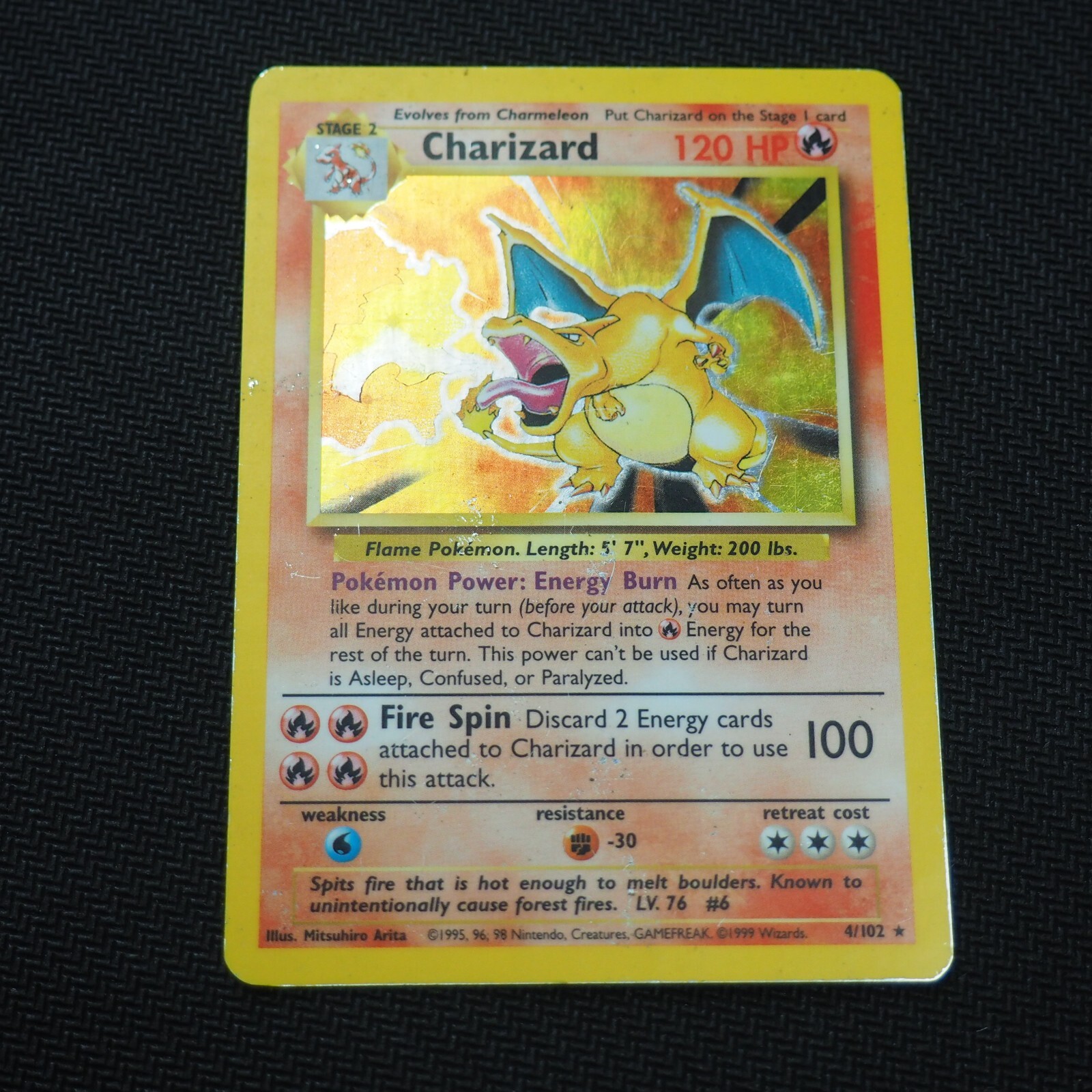 Charizard 4/102 Holo Rare Pokemon Base Set HP- Single Card