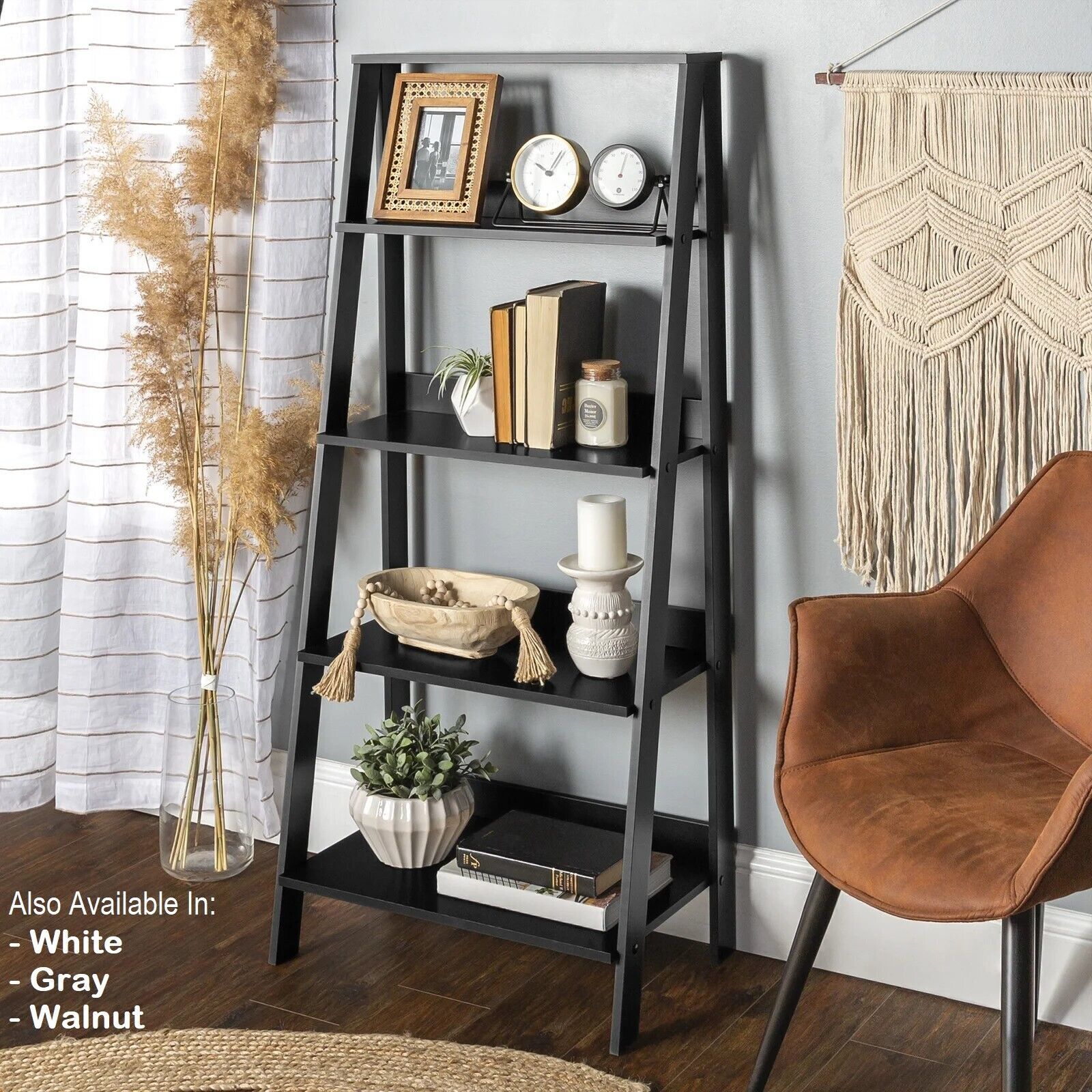4 Shelf Display Storage Wood Rack Modern