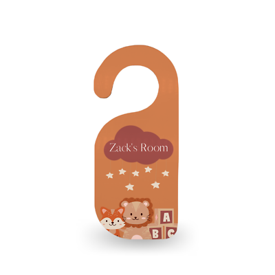 Personalized Minimal Animals Brown Wood Door Hanger Console Double-Sided Gloss