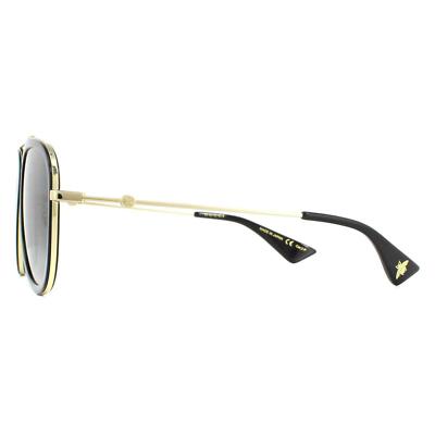 Pre-owned Gucci Gg0062s-011-57 Gold Black Sunglasses In Gray