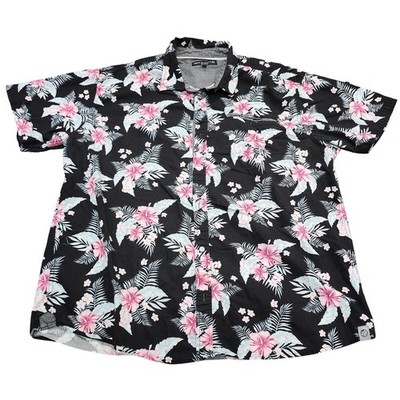 Free Planet Shirt Mens 3XL Black Floral Short Sleeve Button Hawaiian Tropical
