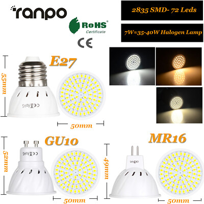 LED Bulb Spotlight 3W 5W 7W MR16 GU10 E27 2835 SMD Lamp 110V 220V 12V 24V Bright