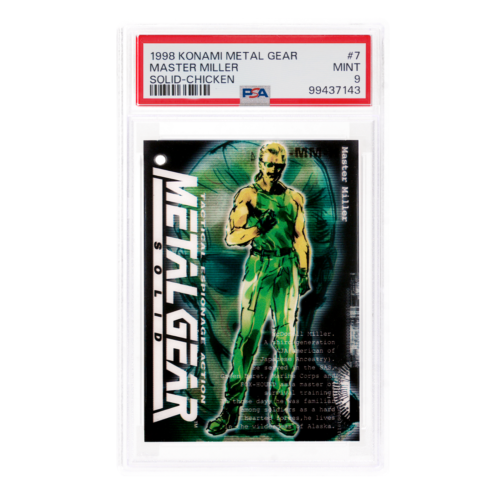 その他 L GEAR SOLID TRADING CARD 009 TRNTL 1998 Konami Metal Gear Solid Trading Card #7 Master Miller