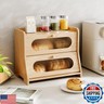 Stylstoreazy Bread Box for Kitchen Countertop,Double Layer Large Capacity Bamboo Bread Storage Container with Acrylic Wavy Door Panel for Kitchen Counter,Cabinet,Pantry(Natural Bamboo)