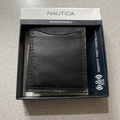NAUTICA BLACK DATA PROTECTION WALLET RFID SECURE IDENTITY THEFT NWT