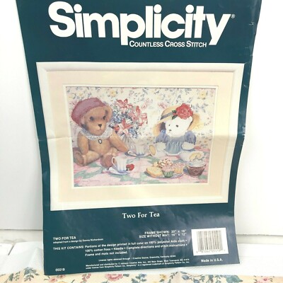 Dimensions Tea for Two Needlepoint Kit New/Open 16x12 Vtg Designer Richardson