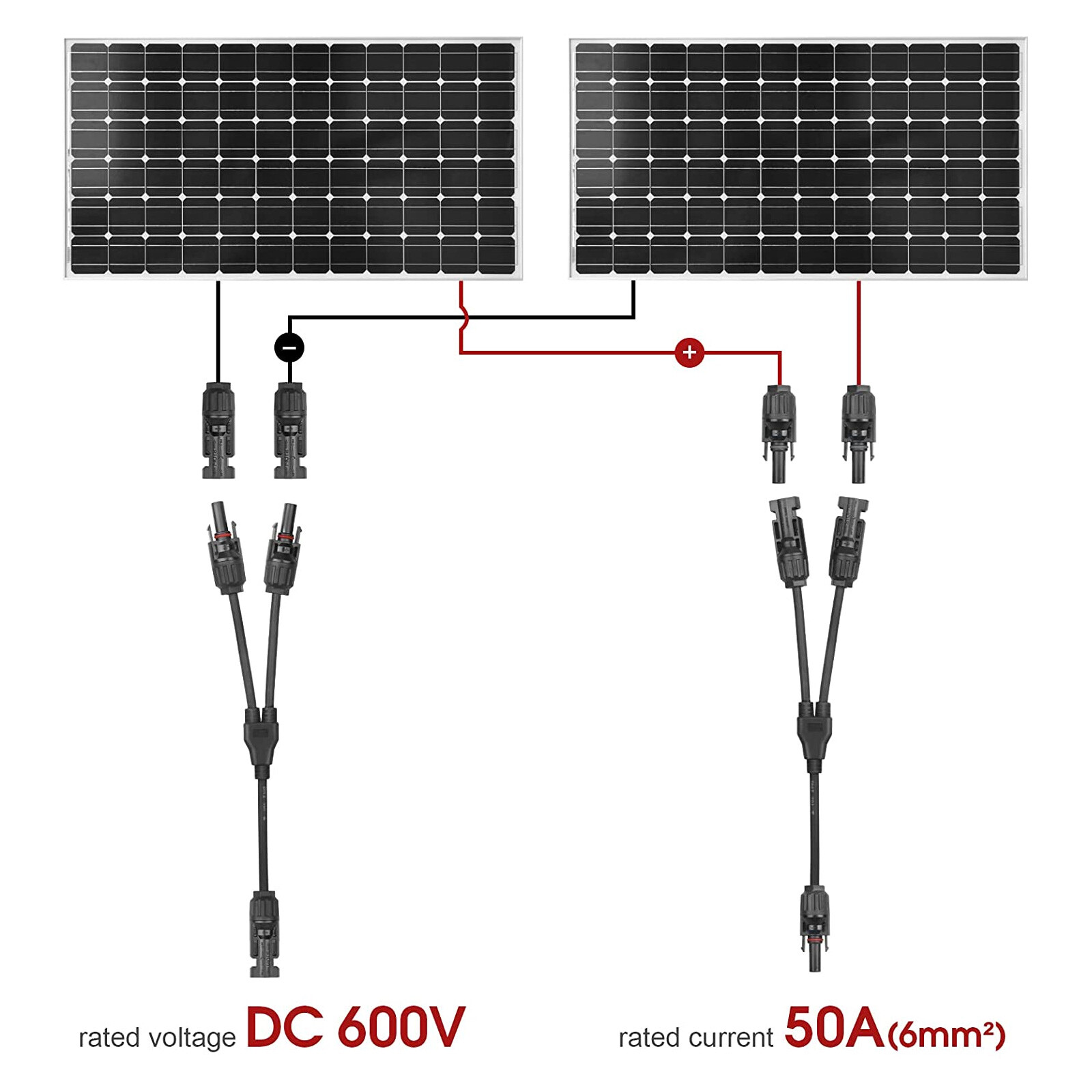Solar Panel Y Branch Cable Connection Waterproof Adapter Connector Extension US