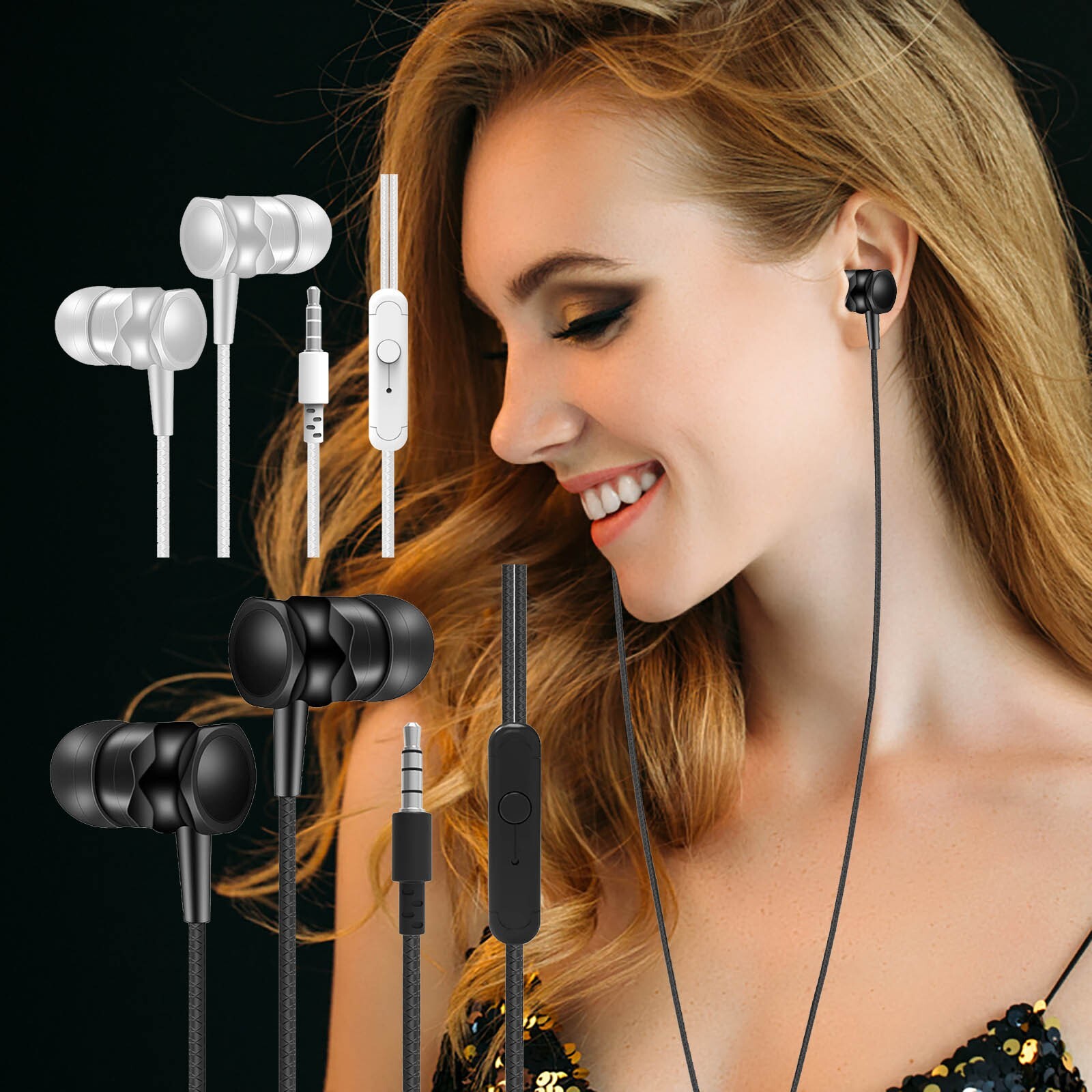 InEar Headphones With Mic Earphones with Microphone And Volume Control Android