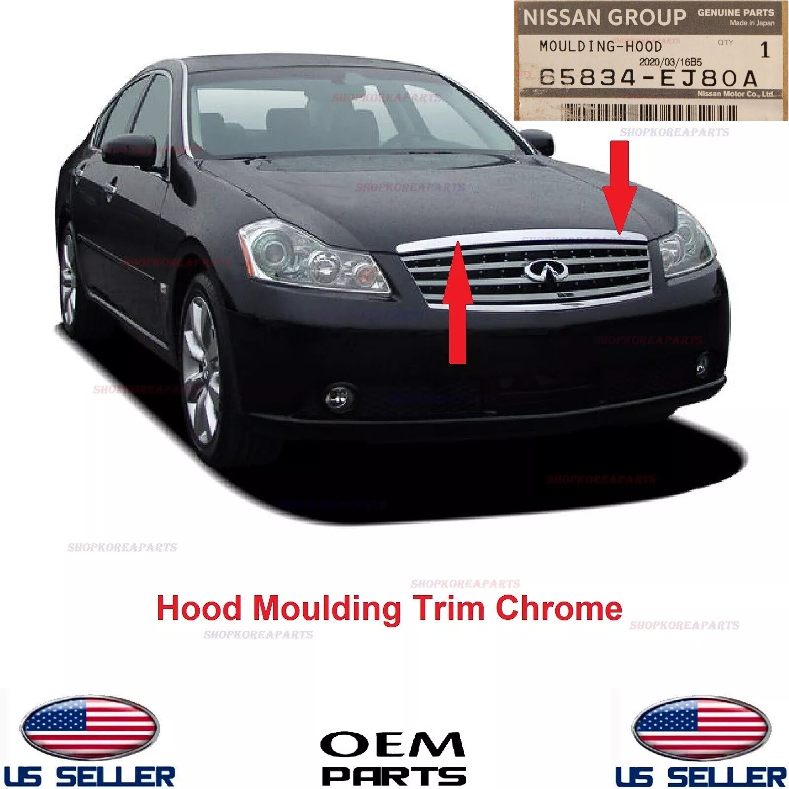 Genuine OEM Hood Moulding Trim Chrome INFINITI M35 M45 2006-2010