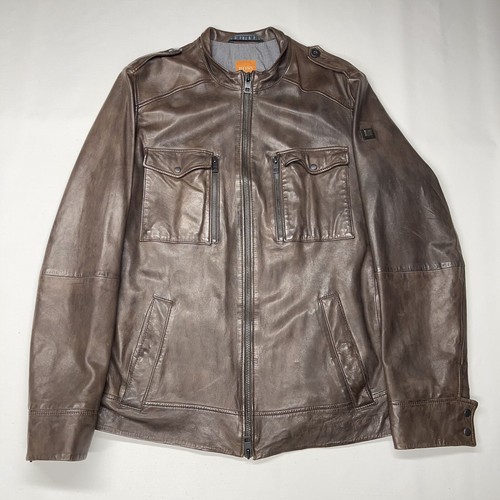 着用回数3〜４回　BOSS Lamb Leather Jacket hugo boss lamb leather coat jacket black zibar s. 50 /M | eBay