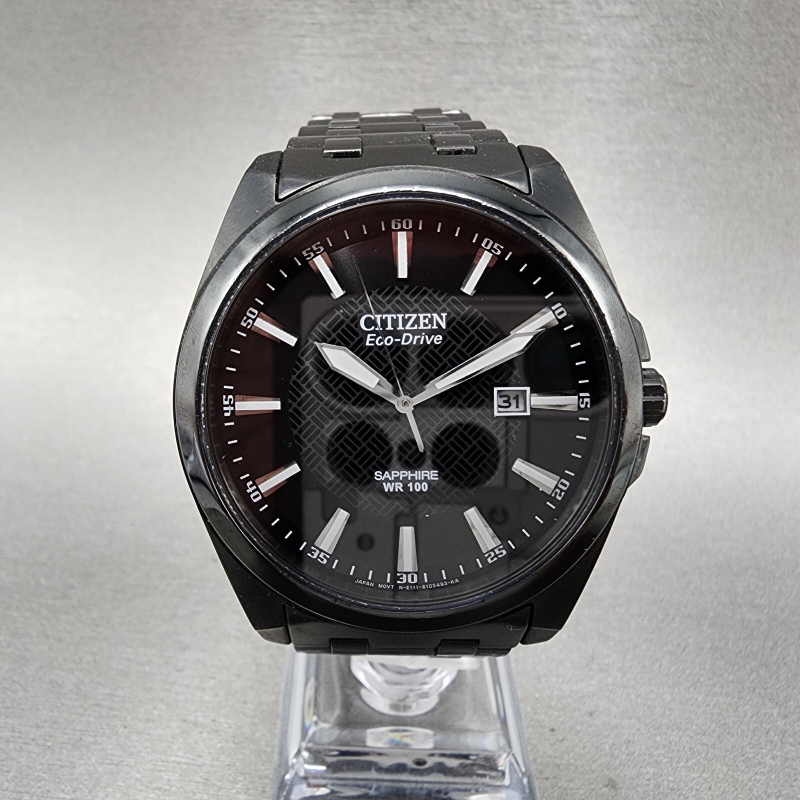 Citizen Eco-Drive Watch Men 42mm Black Dial Black Tone Date