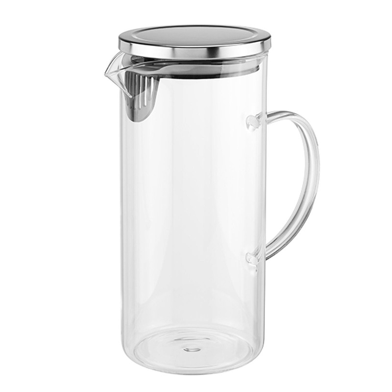 Glaskaraffe Wasser Karaffe Glas KüHlschrank Krug Saft Filter Griff Deckel 1,3 L