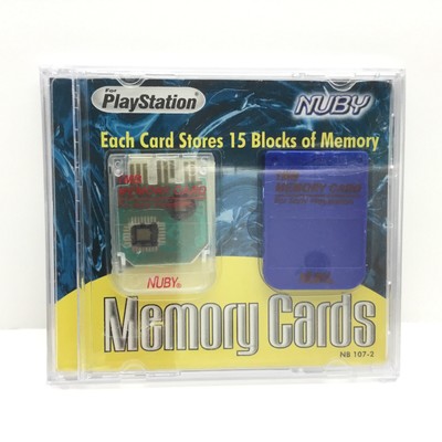 Sony PlayStation 1 Memory Cards (2) NUBY Interactive New Old Stock Factory Seal