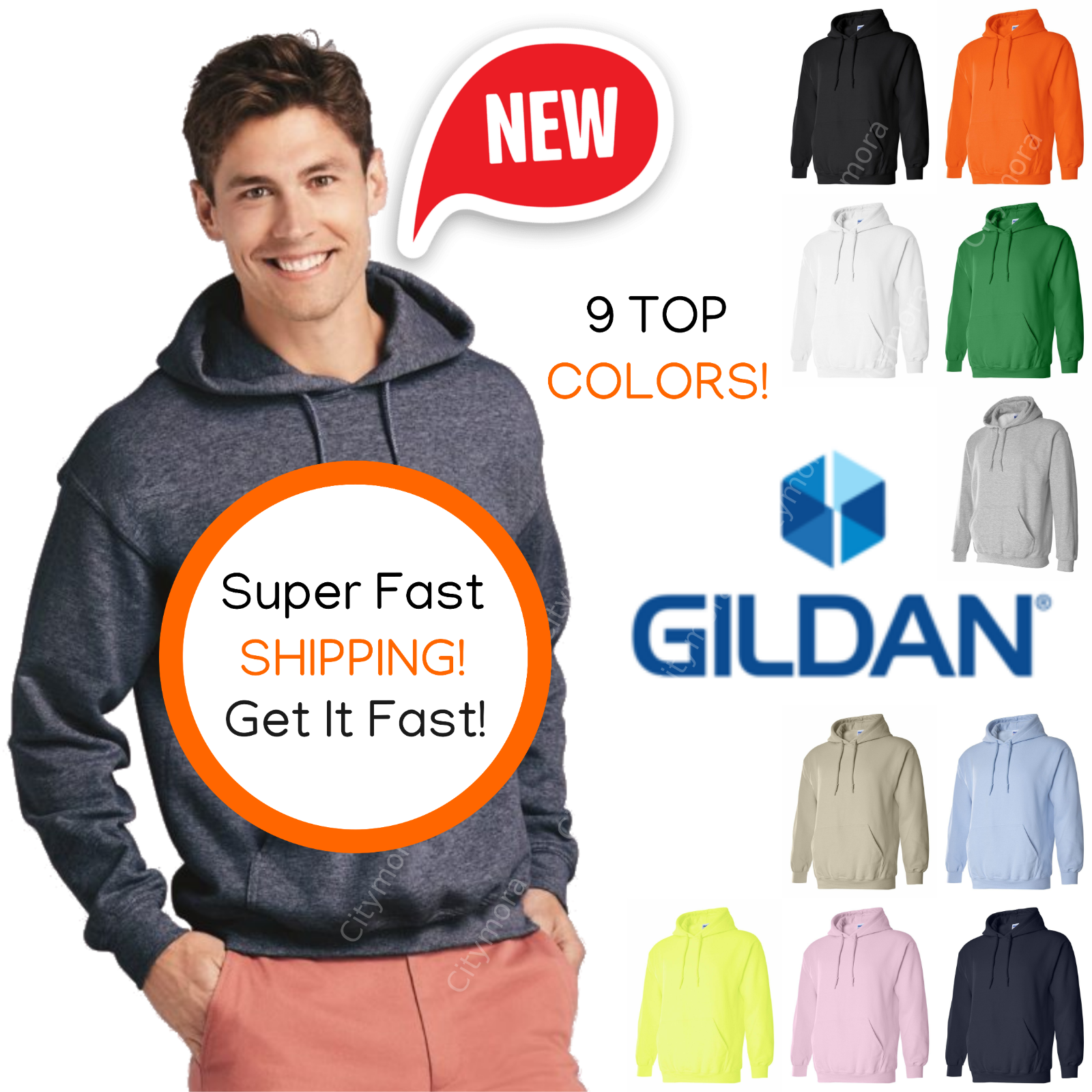 Gildan Heavy Blend Hooded Men's Sweatshirt S-4XL Jumpers Soft Hoodie 