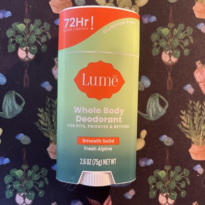 Lume Smooth Solid Deodorant FRESH ALPINE 2.6 oz Stick - Aluminum Free - New