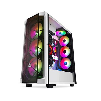 Segotep T1 White Full-Tower E-ATX Gaming PC Case, Graphics Card Vertical Moun...