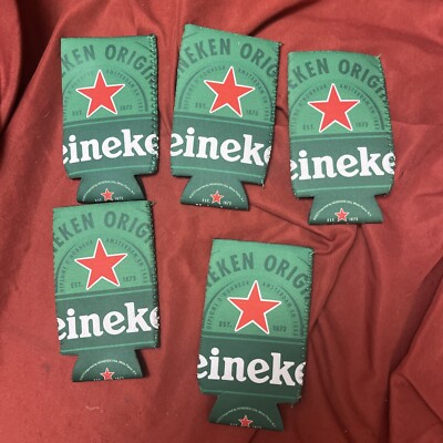 Heineken Beer Insulator Koozies - Lot Of 5  Great Stocking Stuffers new