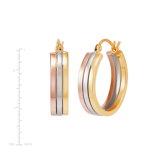 Pre-owned Welry 20mm Three-tone Triple Hoop Earrings In 14k Gold In Multi