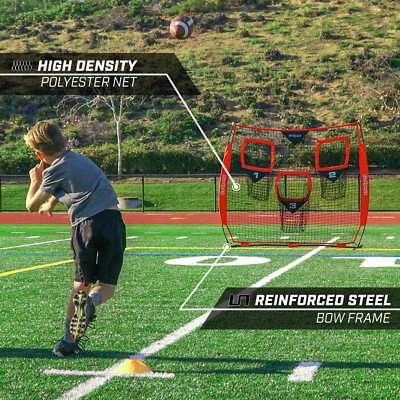 GoSports 6’ x 6’ Three Target Football Net - Practice Prime Passing Locations
