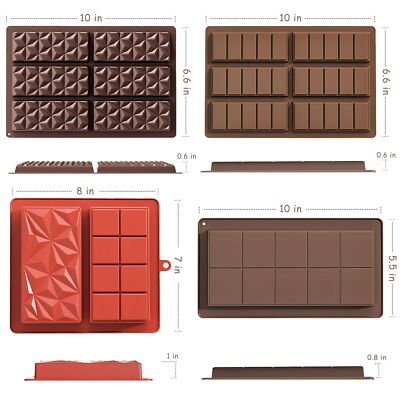 4PCS Dubai Chocolate Bar Molds1 Inch Deep Large and Thick Silicone Chocolate ...