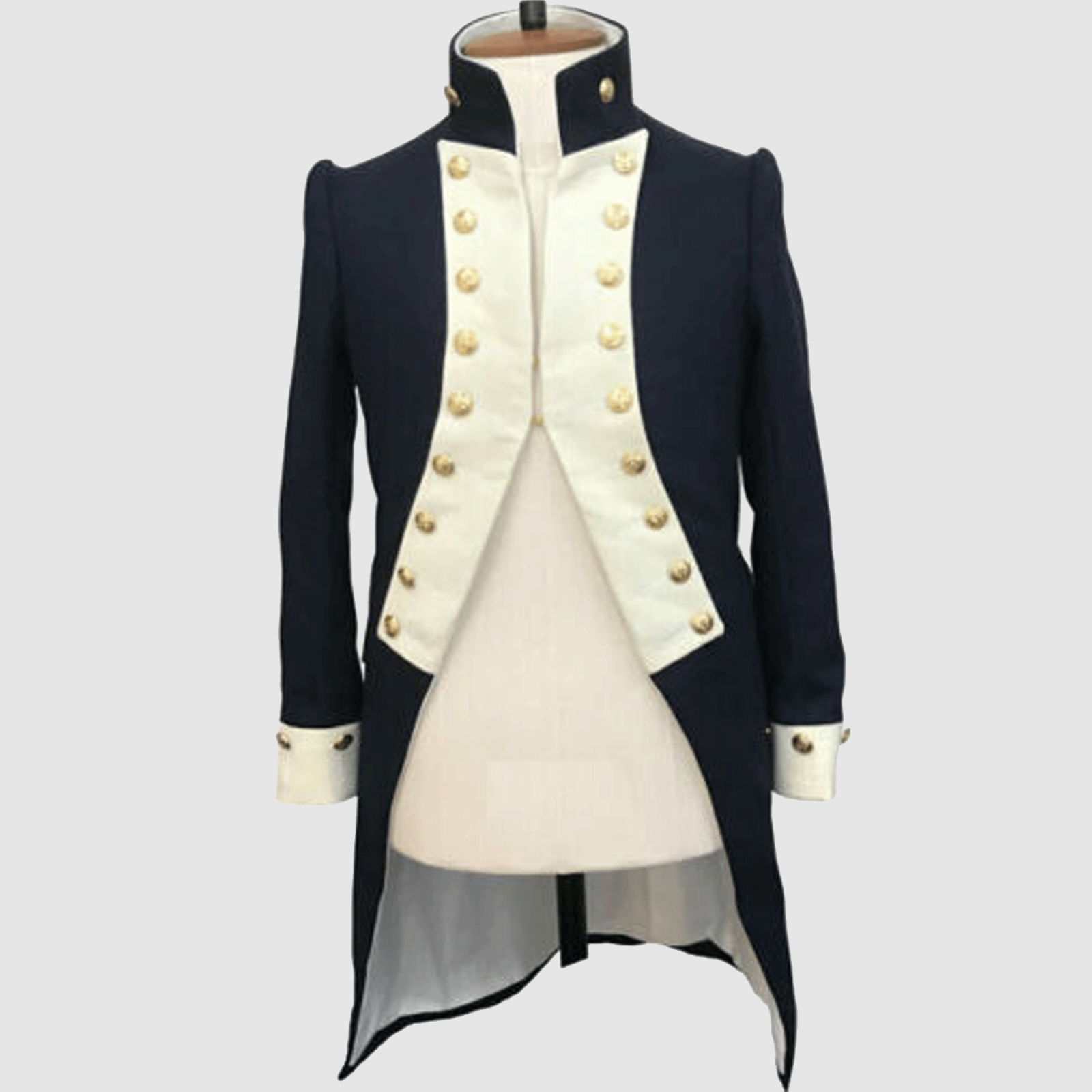Pre-owned Handmade Men Navy Blue Lieutenants Full Dress Coat Napoleonic Coat
