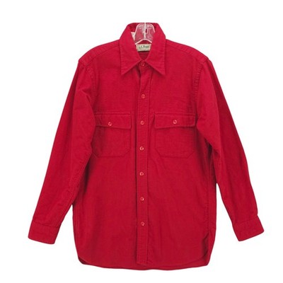 Vintage LL Bean Red Chamois Cloth Button Up Shirt 100% Cotton Size 14.5