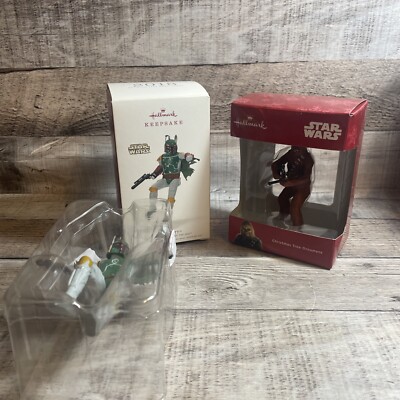 Hallmark Keepsake Star Wars: Boba Fett  And Chewy ornament bundle