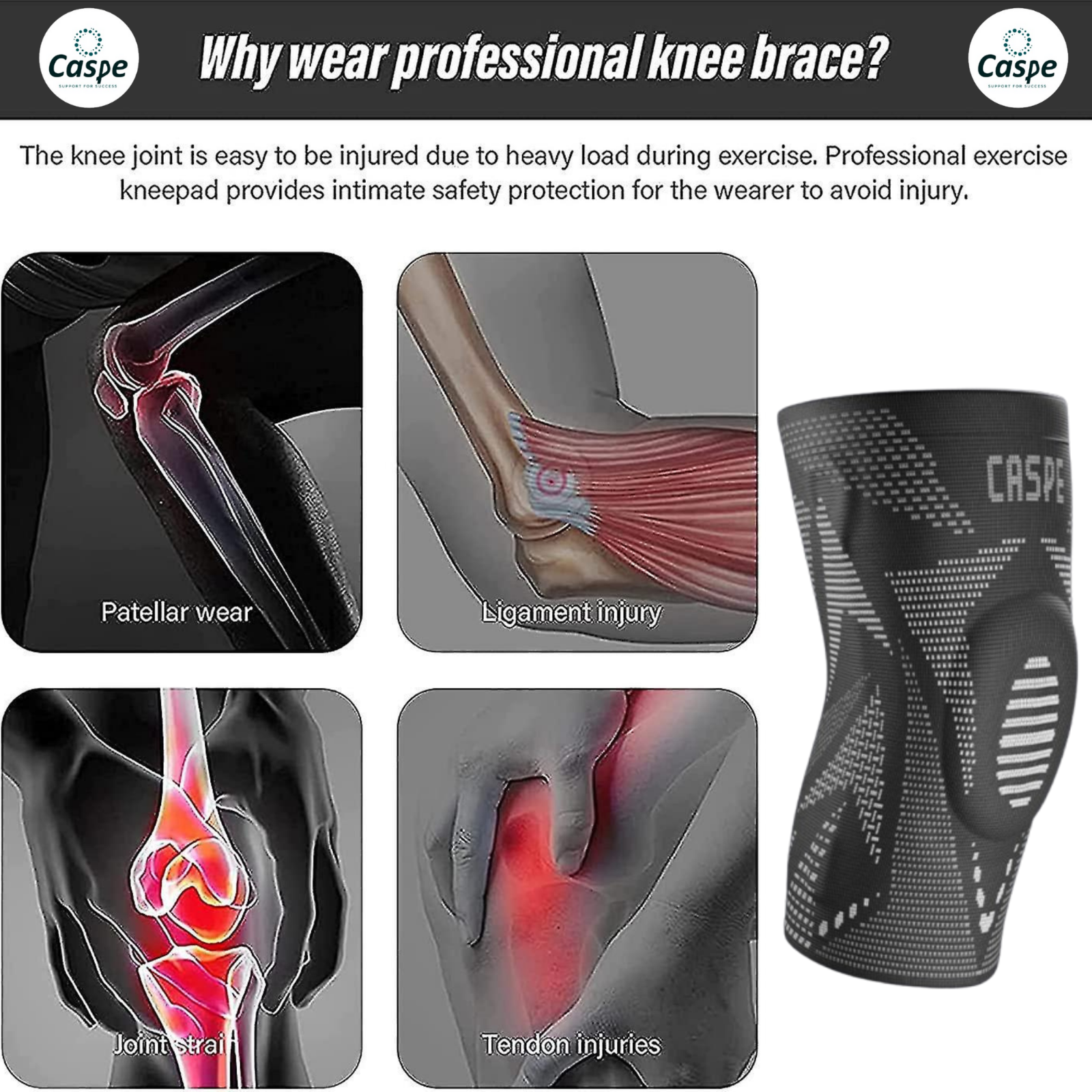 Knee Brace Compression Sleeve Support Joint Pain Arthritis Relief For Sport Gym