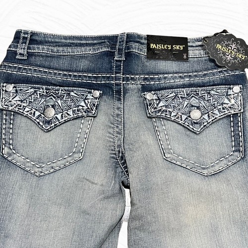 Paisley Sky Light Wash Western Stretch Boot Cut Embellished