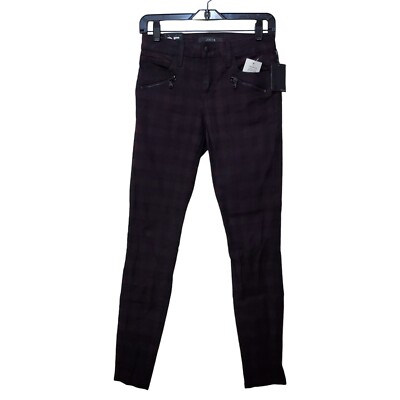 NWT Joe's Jeans Inline Zip Skinny Ankle Mid Rise Red & Black Plaid Size 25