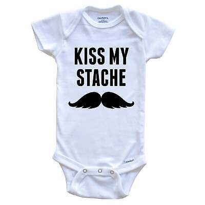 Kiss My Stache Funny Mustache One Piece Baby Bodysuit