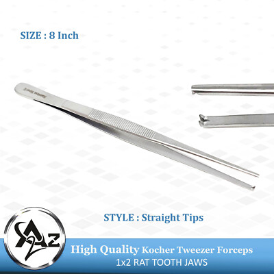 Dissecting Tweezer Thumb Tissue Forceps 1x2 Teeth Rat Tooth Surgical Tools CE 8''