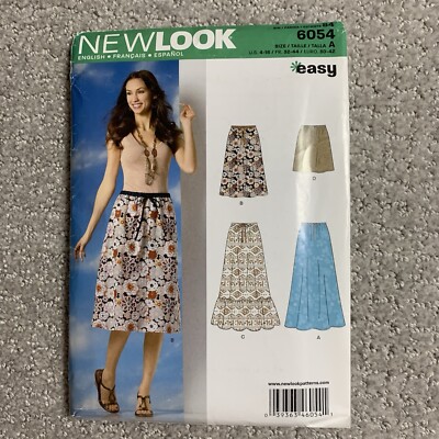 UNCUT New Look 6054 Easy Level Sewing Pattern Skirt All Sizes, A 4 - 16