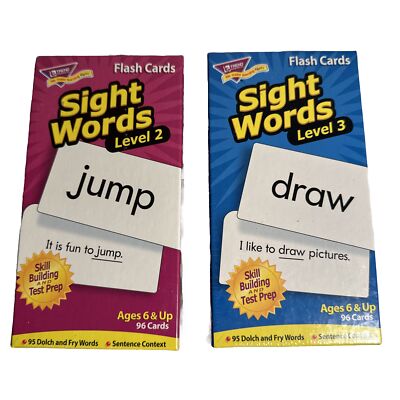 Sight Words Level 2-3 Skill Prep/Drill Flash Cards 96 cards Each TREND