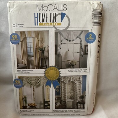 McCall s Home Dec In A Sec Sewing Pattern Curtains New Uncut