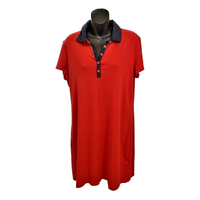 Tommy Hilfiger Red Polo Dress Short Sleeve Navy