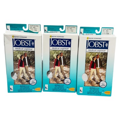Jobst Compression  Socks Knee High Firm 20-30mmHg White Lot 3 Size S Unisex New