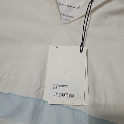 Pre-owned Toogood The Fisherwoman Hand Painted Cotton Dress — Breton Limited Edition Xl In Blue/ivory