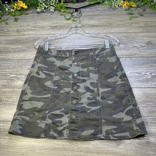 Camouflage Skirt Size 4 Green Camo Denim Faded Glory A-Line