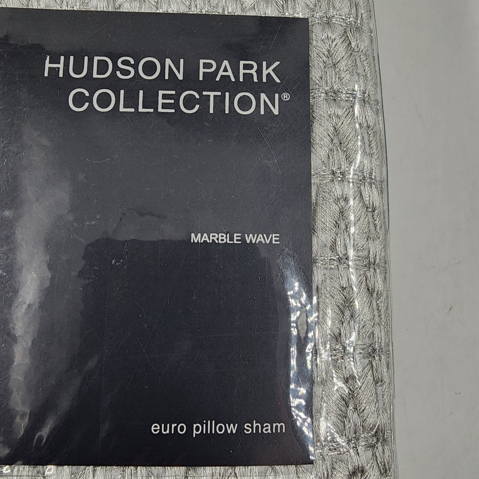 Hudson Park Collection Marble Wave Euro Pillow Sham 26 x 26in Silver Zip Closure - Picture 4 of 15