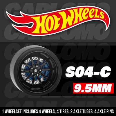 1/64 Scale CARLOMO ALLOY S BRAKES Real Rider Wheels Rims Tires Set Hot Wheel