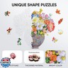 Delobil Flower Wooden Puzzles for Adults, 200 Pieces Vase Jigsaw Puzzles, Unique Shaped Medium Size Wood Puzzle Birthday Gifts for Mom Adults and Kids, Family Game 11'' x 11.3''