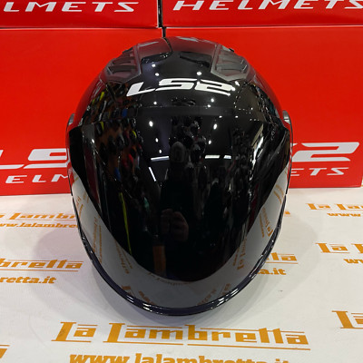 CASCO LS2 AIRFLOW II OF616 - NERO LUCIDO CON VISIERA LUNGA NERA LS2