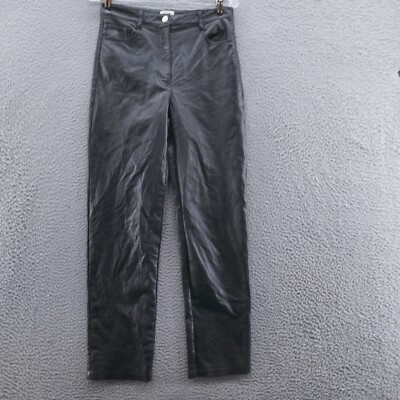 Wilfred Aritzia Womens Vegan Leather Straight Leg Pants 6 Black High Waisted