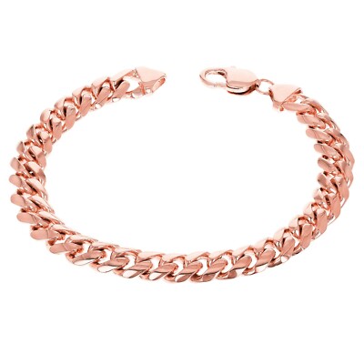 14k Rose Gold Solid Heavy Miami Cuban Link Chain Bracelet 8'' 10mm 53.3 grams