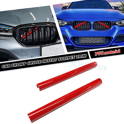 For BMW 1 2 3 4 5 6 Series Sporty Red Front Grille Insert Stripes Cover Trim 2x